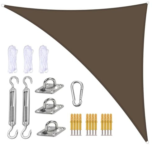 Tenda parasole triangolare impermeabile, 3 x 4 x 5 m, con corda, protezione UV 95%, per esterni, giardino, patio, piscina, durevole