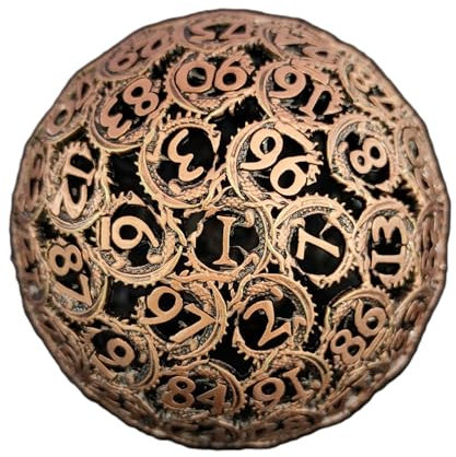 Grande cubo da 100 lati, metallo poliedrico D100 RPG Dungeons e draghi D&D Board Giant Flying Dragon gioco accessori e Digital Teaching Bronzo