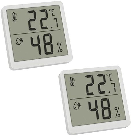 TFA Dostmann Set di 2 termometri e umidità dell'aria, termometro, 30.5059.02.02, per controllo del clima della stanza, misuratore di umidità, bianco