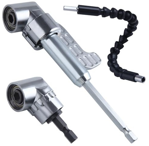 LEONTOOL 105 Degree Right Angle Drill Adapter, 1/4 Hex Shank Driver Angle Extension and Flexible Angle Extension Bit, Drill Bit Holder Drill Attachment for Screwdriver Drill, Ideal for Tight Spaces