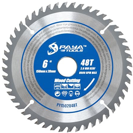 PAYA TCT PY1502048T Lame de scie circulaire, Ø 150 mm x 20 mm, 48 dents, accessoires, scie, bricolage, coupe du bois de chauffage, pour palettes, bois avec clous, etc