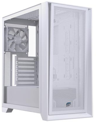 Scatola Torre ATX per PC Gaming con 4 ventole RGB, pannello laterale in rete, disponibile in nero e bianco (Core Bianco)
