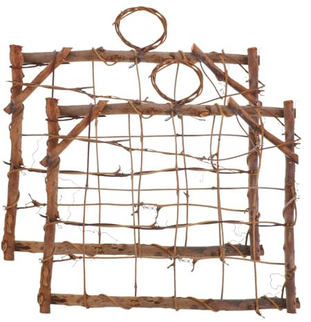 BESTonZON Tillandsienhalter Holz 2 Stück Wandhalterung Mit Weinrankenmotiv Rustikal Mittelgroß Luftdurchlässig Zur Tillandsienpflanzenaufzucht Und Heimdekoration