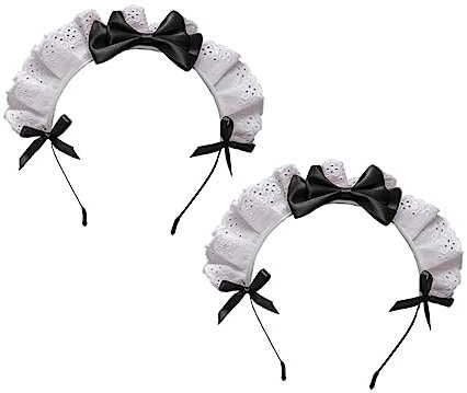 VALICLUD 2 Stück Schleife Stirnband Dame Maid Cosplay Kopfbedeckung Mädchenstirnband Party Klammer schleifen haarspange Stirnbandschleifen für Mädchen Cosplay -Accessoire Stoff Schwarz