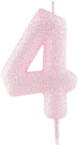 Geburtstagskerzen Zahlen 4, glitzernde Zahlenkerze zum 4, Leuchtende Rosa Kerzen, Kerzen für Kuchen, Toppers für Frauen Mädchen Geburtstags Jubiläum, Geburtstagsdekorationen, Partyzubehör