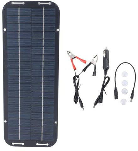 Panneau Solaire Portable 12 V 5 W, Chargeur Solaire en Silicium monocristallin Haute efficacité, Design Compact et léger pour Camping-Car, Bateau, Moto, activités de Plein air