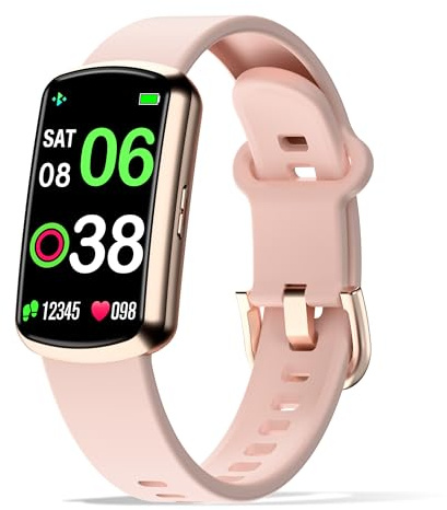 Health Fitness Tracker with 24/7 Heart Rate, Smart Watch with Blood Pressure and Blood Oxygen Monitor, Bulit-in 120+ Sport Mode, Sleep Tracking Waterproof Activity Tracker for Women Men (Pink)