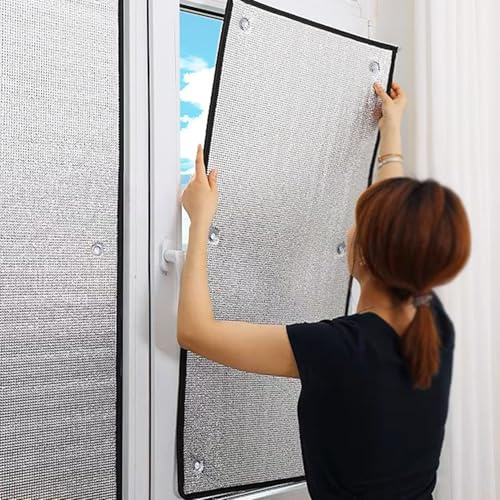 HDEYRSX Reflexionsfolie Fensterfolie Aluminisierte Isolierfolie Wärmeisolierung Sonnenschutzfolie,UV-Schutz Sonnenschutzfolie,für Fenster Innen oder Außen,mit Saugnapf,Anpassbar (135cm x 140cm)