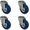 4 Stück 100 mm Blue Wheels Elastik Rad Rolle als Lenkrolle Rückenlochbefestigung