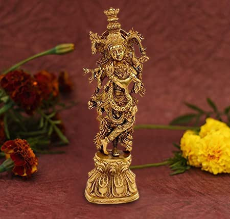 Artvarko Murlidhar Krishna Brass Statue, Krishna Statue Height 13 Inches