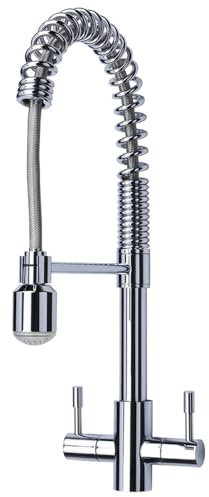 Astini Groove Chrome Twin Lever Pullout Spout Kitchen Sink Mixer Tap AST173