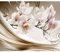 decomonkey Fototapete Blumen Abstrakt 200x140 cm XL Tapete Wandbild Wandbild Bild Fototapeten Tapeten Wandtapete Wandtapete Magnolie Orchidee 3d Effekt beige orange rosa