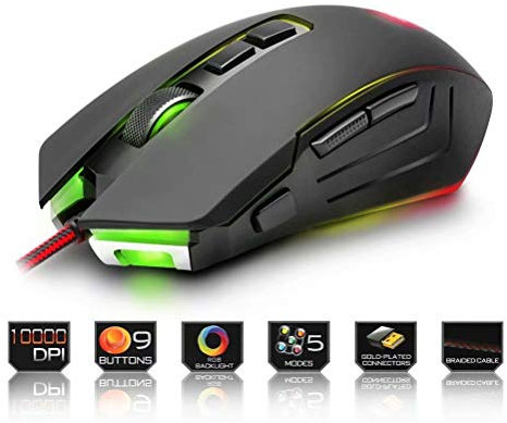CSZH Conception Ergonomique de 9 Boutons 10000DPI USB Gaming Mouse pour Ordinateur de Bureau Accessoires programmable lol Souris Gamer PC