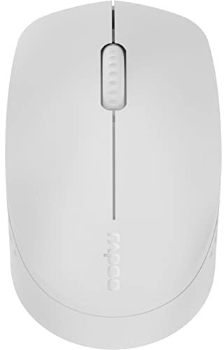 Rapoo M100 Silent kabellose Maus wireless Mouse 1300 DPI Sensor 9 Monate Batterielaufzeit leise Tasten ergonomisch für Links- und Rechtshänder PC & Mac - hellgrau