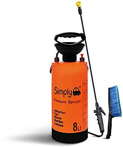 Simply PPS08 Portable 8L Pressure Washer with Brush Hose Attachment - Lightweight & Durable for Vehicles, Gardens & Decking