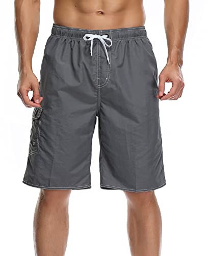 Ni_ka Short De Bain Homme Pantalon Taille Elastique De Plage D'éTé Pantalon De Surf Short Ample Noir Rose Taille S à 4XL