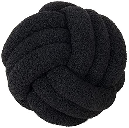 Koomuao Knotenkissen, Plüsch-Knoten-Ball-Kissen Geknotetes Kissen Sherpa Rund Weicher Knoten Ball Kissen Dekor Sofa Kissen für Schlafzimmer Wohnzimmer (28cm, Schwarz)