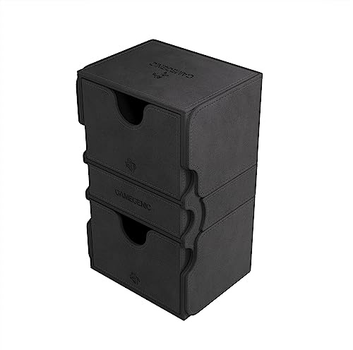 Gamegenic, Stronghold 200+ XL Black, Zubehör | Aufbewahrung von Karten + Zubehör, 2 Kartenhalter + 1 Zubehörbox, bis zu 200 doppelt eingehüllte Karten, Farbe: Schwarz