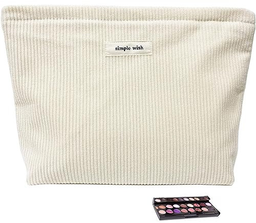 Vielseitiger Kulturbeutel Damen, Praktische Schminktasche & Elegantes Mäppchen Beige - Schminktasche Damen - Stilvolle Make-Up Tasche Für Damen Und Bezaubernder Kulturbeutel Mädchen (Weiß)