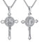 Eusense Saint Benedict Kruzifix Halskette 925 Sterling Silber St Benedikt Heiliger Kette Kruzifix Jesus Kreuz Anhänger Schutz Christian Catholic Patron Anhänger Religiöser Schmuck für Herren Damen