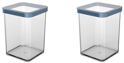 Rotho Loft Vorratsdose Deckel, Kunststoff (SAN) BPA-frei, blau/transparent, 1l, (10 x 10 x 14,2 cm) (Packung mit 2)