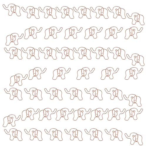 50 Stück Büroklammern in Tierform, Roségold Büroklammer Niedliche Motiv Elefant, Papierklammern aus Metall, Büroklammern Papier Clips, Schreibwaren Klammern für Büro, Schule, Hochzeit, Dekoration