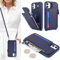 SailorTech Handyhülle für iPhone 11 Etui mit Kartenfach, iPhone 11 Hülle mit Verstellbarer Halskette, iPhone 11 Handytasche mit Reißverschluss Geldbörse - Blau