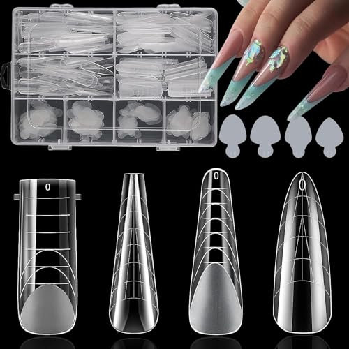 288 Stücke Dual Nail Forms Set,Profi Nagelverlängerung Polymer Gel Nägel Verlängerungsform 12 Größe Nail Form Tipps Acryl Flache Quadratische Nagel Formen, Nail Art Extension Tool