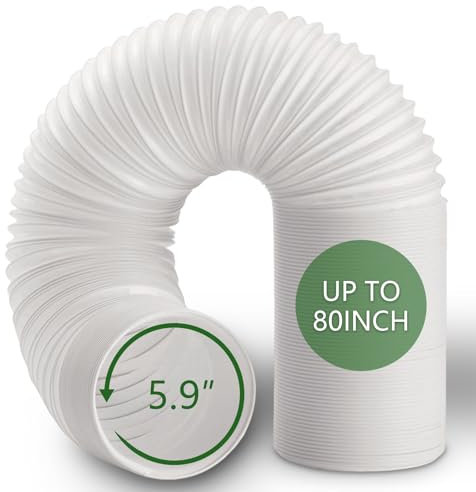 Tragbarer Klimaanlagenschlauch, 15 cm (5,9 Zoll) Gewinde gegen den Uhrzeigersinn, tragbarer AC-Schlauchlänge bis zu 150 cm, Klimaanlagenschlauch, kompatibel mit Haier, LG, Delonghi und mehr