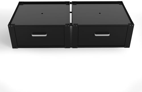 Wasophoogte® Waschmaschinen Untergestell - Waschmaschinenunterschrank - Waschmaschinen Podest - 31 cm Hoch - Schwarz - Universell - Doppel - Inklusive Auffangwanne
