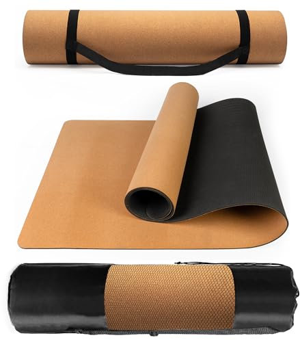 LA MENTE ES MARAVILLOSA - Esterilla de Yoga, Pilates y Fitness de Corcho Natural Hipoalergénico 183x61cm, Colchoneta Antideslizante con Bolsa y Correa, Alfombra de Deporte, Gimnasio en Casa