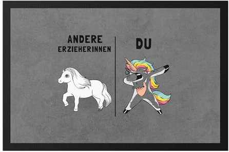 Hey!Print Erzieherin Fußmatte Kindergarten Abschied Einhorn Lustig Dankeschön & Abschiedsgeschenk Kindergarten Kita