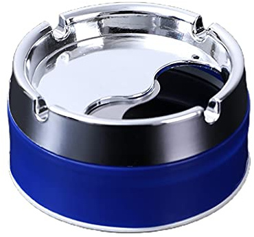 X-Institute PP+Stainless Steel Ashtray Round Windproof Ashtrays With Rotating Lid For Home Garden Outdoor Indoor Portable Office Sealing Ashtray Accessory