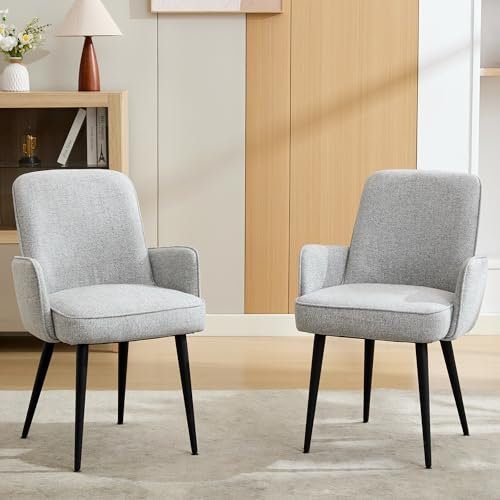 LONXIU EsszimmerstüHle 2er Set Stuhl Esszimmer Esstisch, KüChenstüHle Mit Armlehne, Wohnzimmer StüHle Modern Mit Anti-Rutsch-FüßEn Polsterstuhl Grau