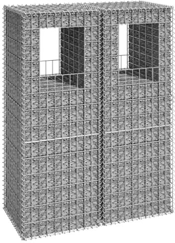 Hardware,Fencing & Barriers,Fence Posts & Rails-Home-Gabion Basket Posts 2 pcs 50x50x140 cm Iron
