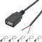 YGHSZ 6 Pcs USB A Female 2 Pin Panel Mount connector Cable, USB Jack pigtail cable for USB Equipment Installed or DIY Replace Repair, Solderable Mini USB connector cable (30 cm)