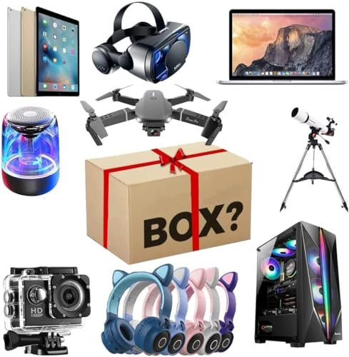 Maxmystery_Electronic_Box, Gadget Bundle with Drone, VR Headset, Wireless Headphones, Smartphone, Camera and More