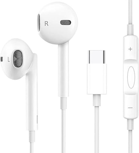 Yashvi USB C Headphones for iPhone 17 Air 16 15 17 Pro Max USB C Earphones with Mic Volume Control USBC Wired USB Type C Earphones for Pixel 10 9 Pro 8 7 6A /S25 Ultra/S24/S23/S22/S21/S20/A17/A16