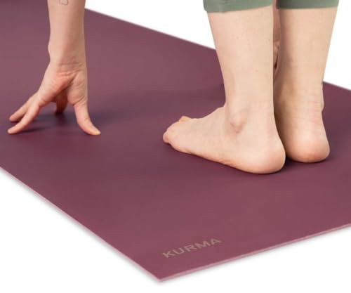 KURMA Yogamatte GECO Lite 4 mm, Farbe: Garnet (Rot), Größe: L 185 cm x B 66 cm x H 0,4 cm (Garnet (rot))