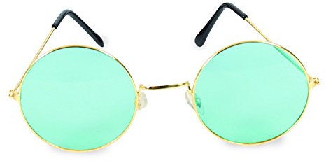 Partychic Brille Hippie 4, runde Gläser, 80er, Karneval *NEU bei Pibivbi (grün)