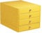 Rhodia 318966C Schubladenbox (mit 4 Schubladen, Griffe aus Metall, Kunstleder, elegant und praktisch, ideal für Ihr Büro oder Ihr zu Hause) 1 Stück, gelb