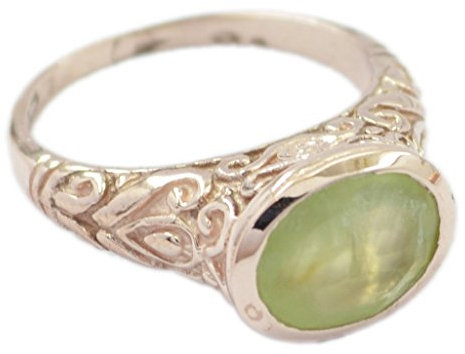 RIYO Ideal Prehnite 925 Sterling Silber Rose Gold grün Ring edelstein 55
