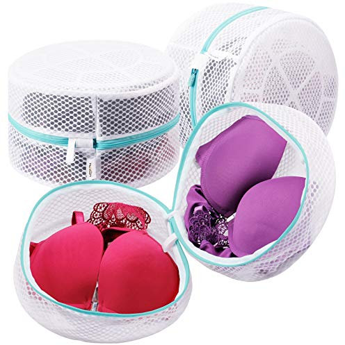 Plusmart Large Mesh Lingerie Bags for Laundry, Bra Washing Bag for Washing Machine/Washer, F to G Cup, 3 Pack White