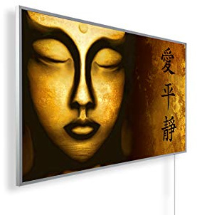 Könighaus 600W Infrarotheizung mit Bild in HD Qualität - inkl. Thermostat - TÜV SÜD + 5 Jahre Garantie - Doppelter Überhitzungsschutz - Infrarot Wandheizung - Motiv: 119. Buddha