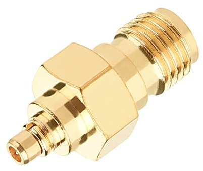 Othmro Goldfarbene SMA-Buchse auf MMCX-Stecker, RF-Koaxial-Adapter-Anschluss, 1 Stück