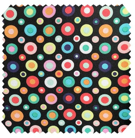 NOVELY® Oxford 600D D10 Bunte Punkte und Kreise - Wasserfester Outdoorstoff - Robuster Polsterstoff - Wasserdichter Möbelstoff - Waterproof Meterware 1 lfm