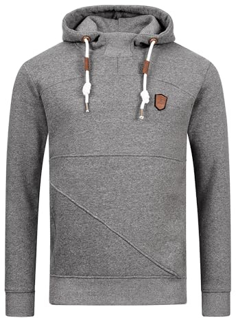 Indicode Herren Meza Sweatshirt mit Kapuze | Hoodie Kapuzenpullover für Männer Grey Mix, M