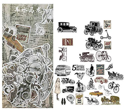 180pcs Vintage Dinge Scrapbook Aufkleber Set, großes Design PET Transparente DIY dekorative Stickers Sammlung für Scrapbooking, Kunst, DIY Handwerk, Bullet Journals