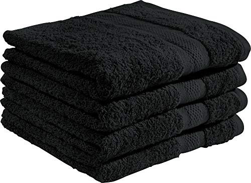 REDBEST Duschtuchset, Frottierset 4er-Pack Chicago schwarz Größe 70x140 cm - saugstark, strapazierfähig, ideal für Reisen, Sport (weitere Farben)