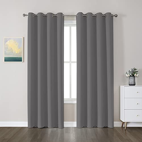 CUCRAF Verdunklungsvorhänge Thermovorhang Kälteschutz 2er Set H245 x B140 cm Gardinen mit Ösen Grau Vorhang Blickdicht, Weich und Langlebig Schallschutz Vorhang für Schlafzimmer Wohnzimmer